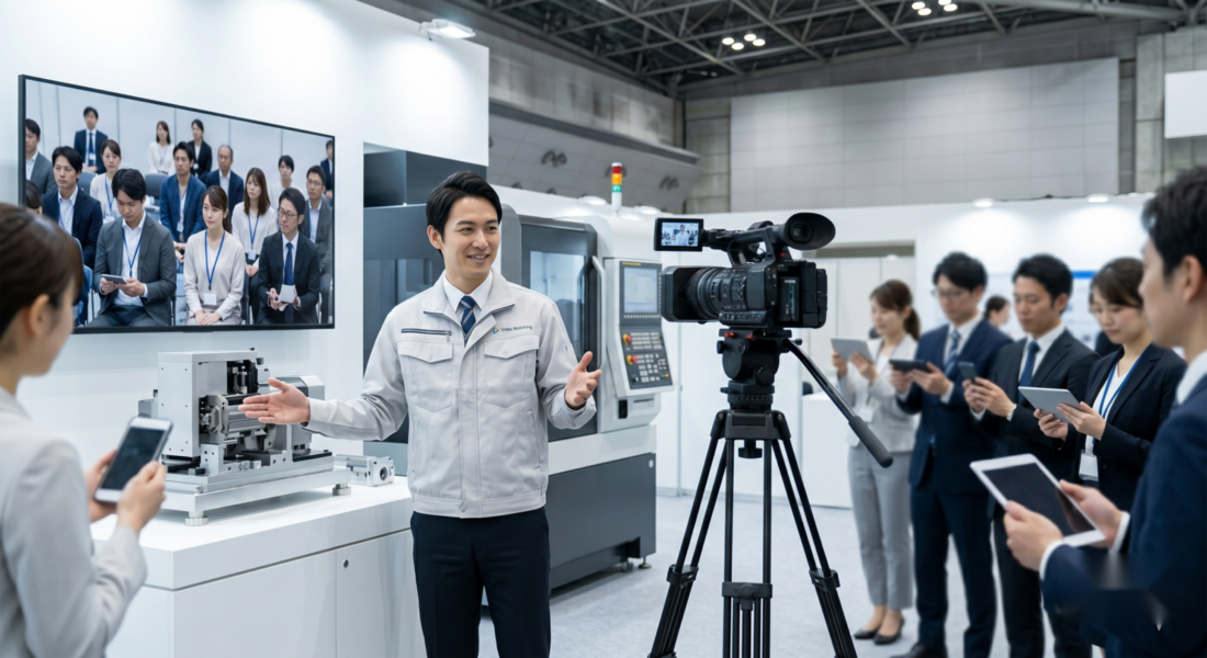 展示会のリアル開催とオンライン配信を組み合わせたハイブリッド開催の様子